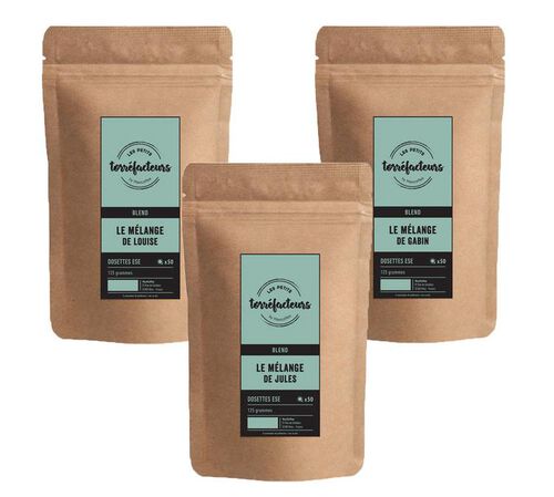 Pack of 3 Exclusive Coffee Blends - 150 ESE coffee pods - Les Petits Torr&eacute;facteurs
