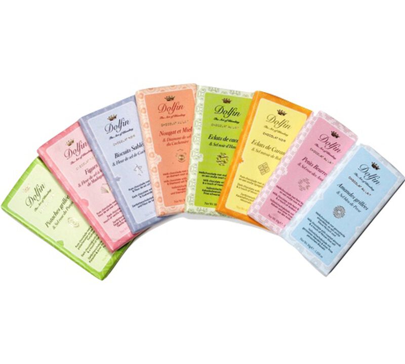 Lot 10 Tablettes Chocolat au Lait Nougat Miel & Diamant de Sel du Cachemire - 10 x 30 g - DOLFIN image number 1