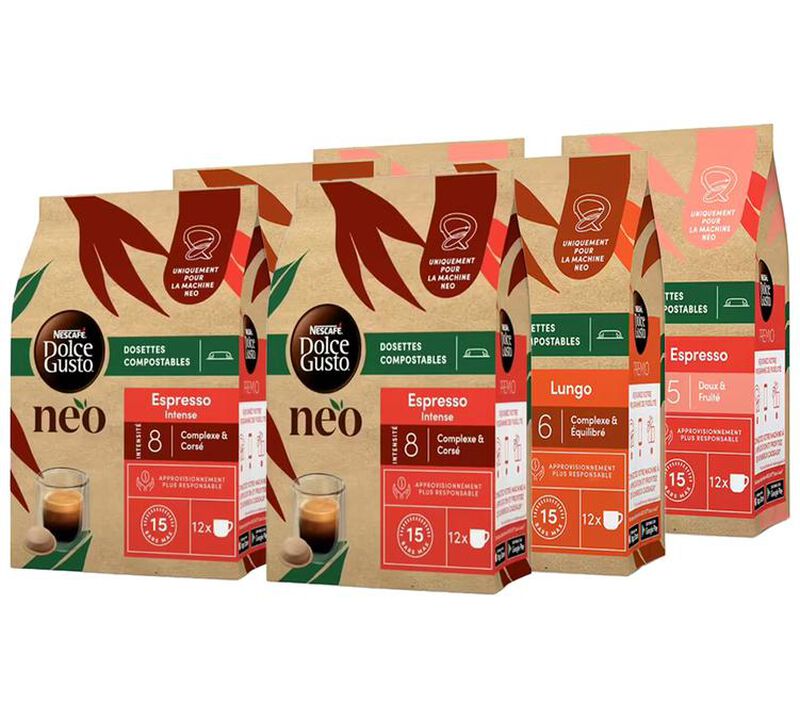 Pack d&eacute;couverte 72 Dosettes Dolce Gusto Neo - Caf&eacute; image number 0