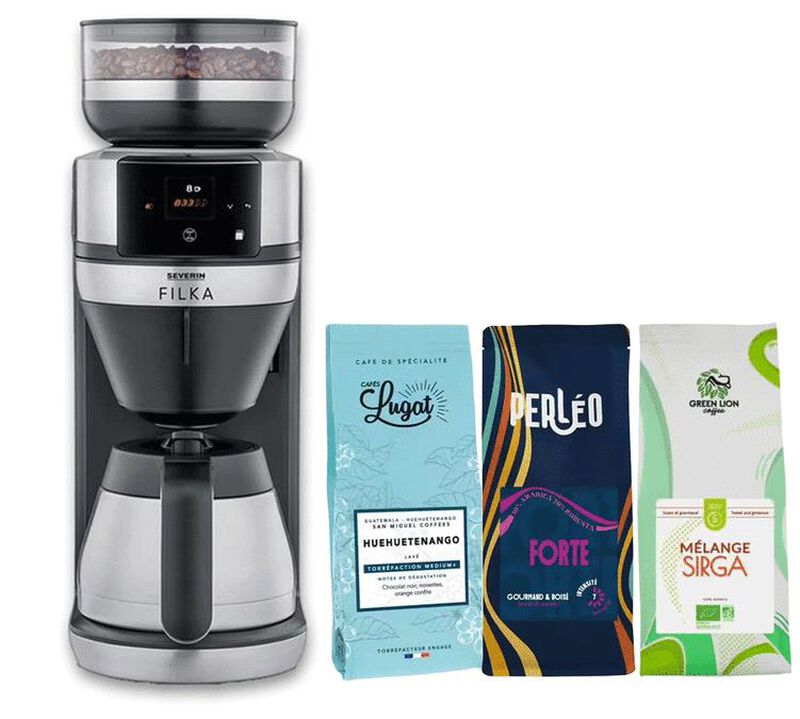 Cafeti&egrave;re filtre Filka 2.0 KA4853 S&eacute;verin + pack d&eacute;couverte caf&eacute; en grain &ndash; MAXICOFFEE image number 0