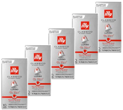 50 Nespresso* Original Compatible Capsules Lungo TorrEfaction Classico &ndash; ILLY