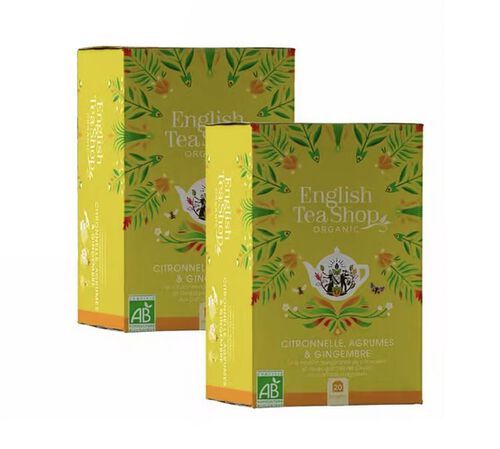 Pack Infusion Citronnelle Gingembre Agrumes Bio - 2 x 20 sachets - ENGLISH TEA SHOP