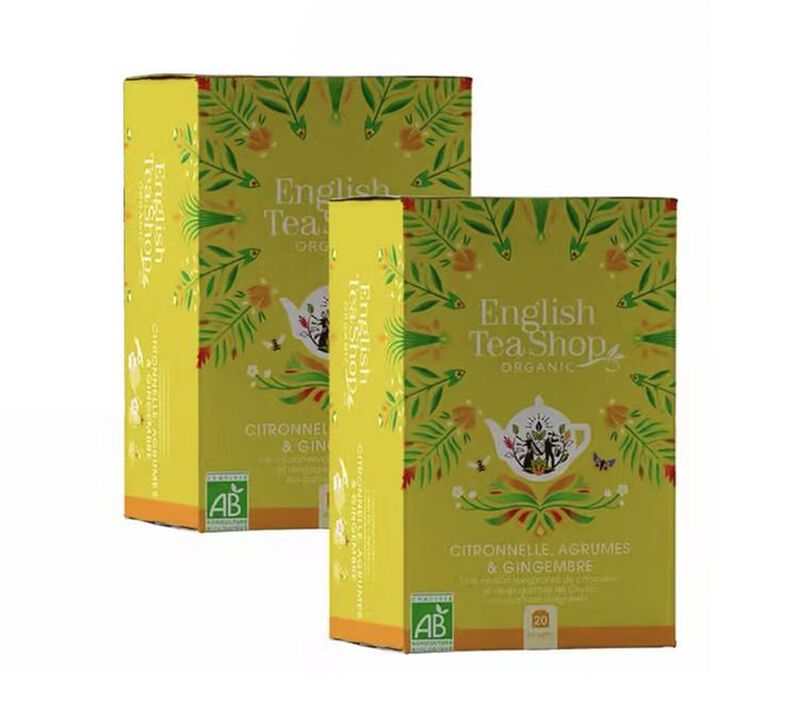 Pack Infusion Citronnelle Gingembre Agrumes Bio - 2 x 20 sachets - ENGLISH TEA SHOP image number 0