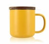 Tisani&egrave;re en gr&egrave;s jaune 300 ml avec couvercle en bois acacia OGO Living image number 0