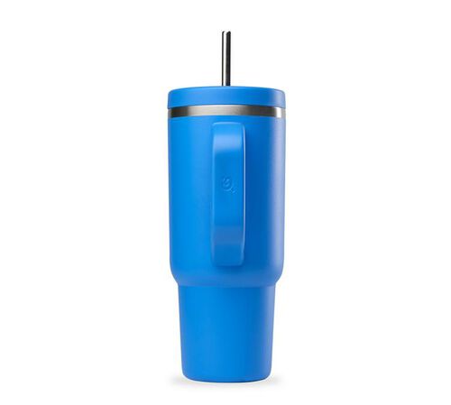Gourde isotherme avec paille Travel cup bleu azur - 90 cl - QWETCH image number 2