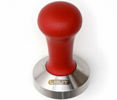 Tamper caf&eacute; LELIT 57 mm acier et manche en bois rouge