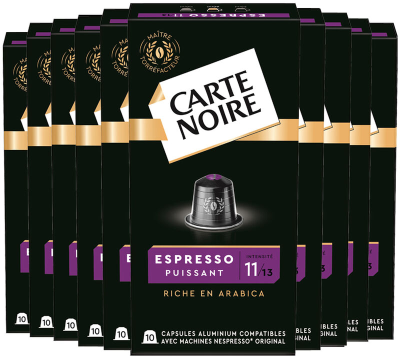 100 capsules compatibles Nespresso* Original Espresso puissant N&deg;11 - CARTE NOIRE image number 0