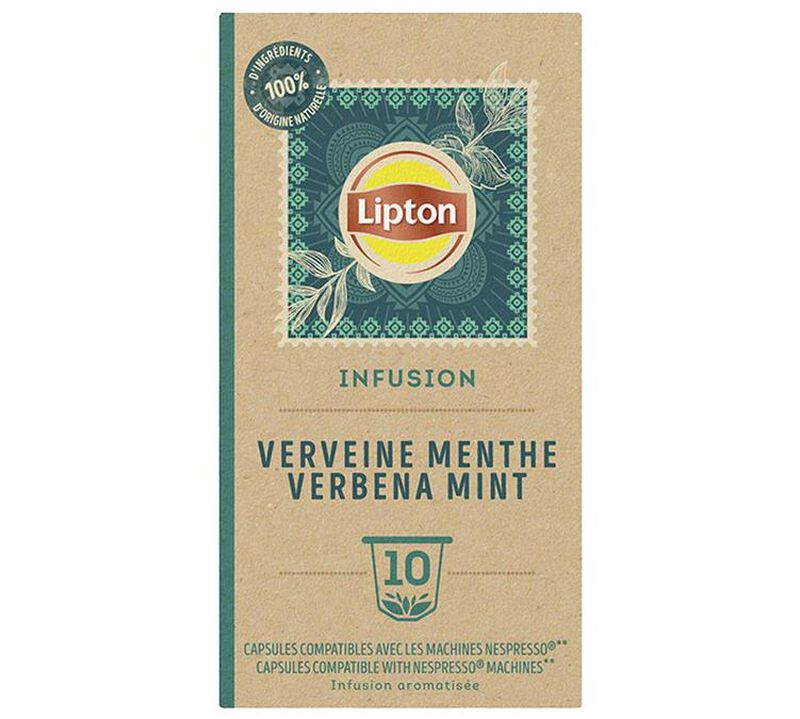 10 Nespresso* Original Compatible Capsules Verbena Mint Herbal Tea &ndash; LIPTON image number 0