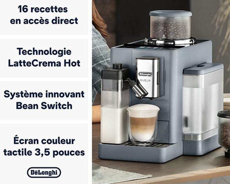 Expresso Broyeur DELONGHI Rivelia FEB 4455.G Gris Galet Latte image number 5