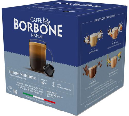 16 capsule compatibili Nescaf&eacute; Dolce Gusto* Lungo Sublime - Caff&egrave; Borbone