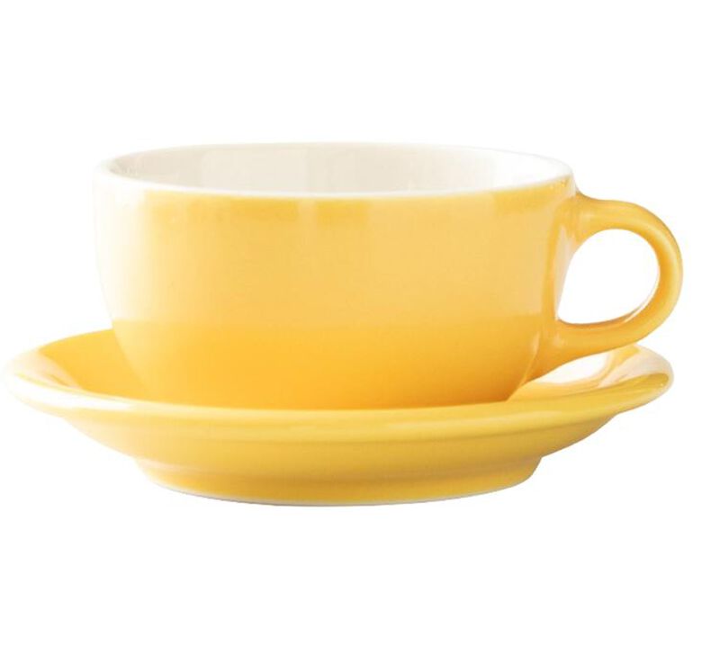 3 tasses Latte Bowl et sous-tasses Jaune 25 cl - ORIGAMI image number 1