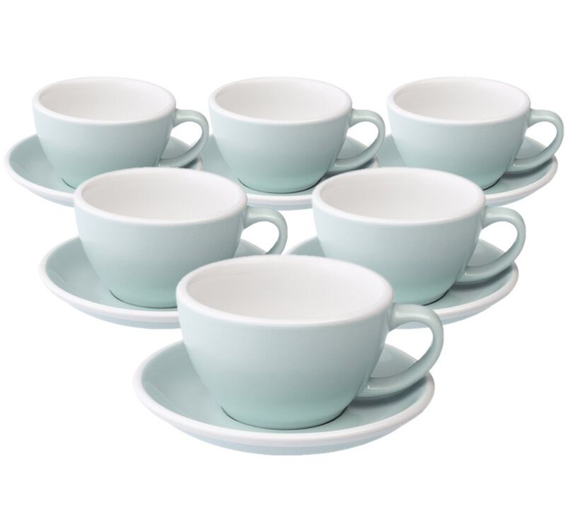 6 Tasses Caf&eacute; Latte et sous-tasses Egg 30cl River Blue - Loveramics image number 0