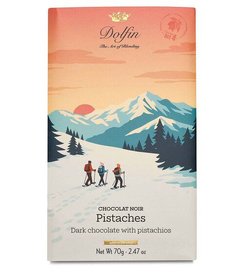 Tablette chocolat noir aux pistaches grill&eacute;es - 70 g - DOLFIN