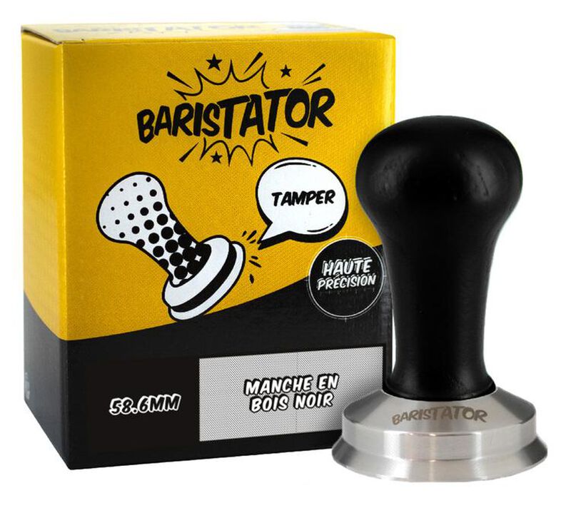 Baristator Tamper 58.6mm high precision black wood image number 0