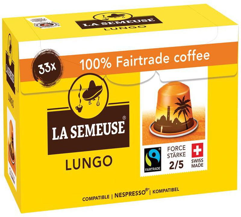 33 Nespresso* compatible capsules Original Lungo Fairtrade - LA SEMEUSE image number 0