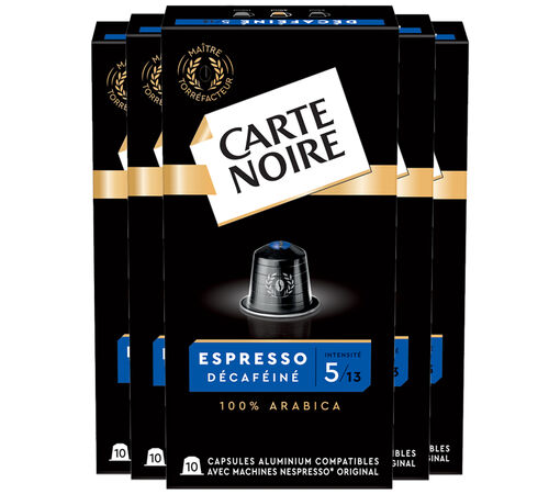 50 capsules compatibles Nespresso* Original Espresso D&eacute;caf&eacute;in&eacute; - CARTE NOIRE
