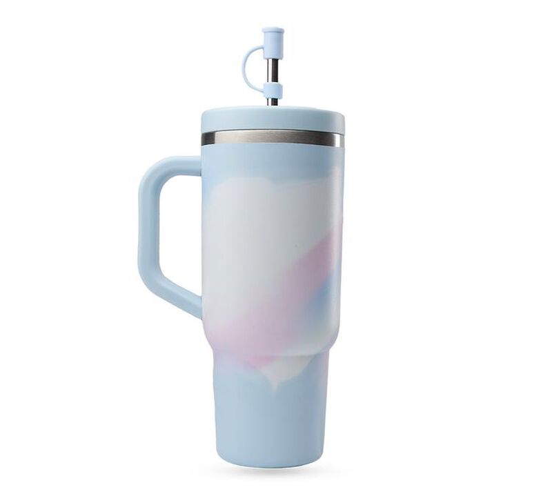 Qwetch Insulated Travel Bottle with Straw - Aura Pastel Blue - 90 cl image number 1