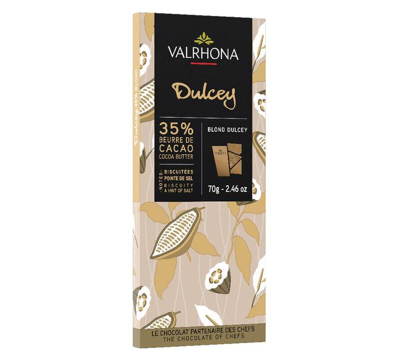 Tablette Chocolat Blond Dulcey 35% Cacao - 70 g - VALRHONA image number 0