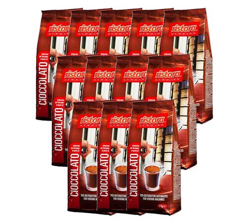 Lot Chocolat Poudre Instantan&eacute;e 12 Boisson Chocolat&eacute;e Chocolat Rouge - Vrac 12 x 1 kg - RISTORA