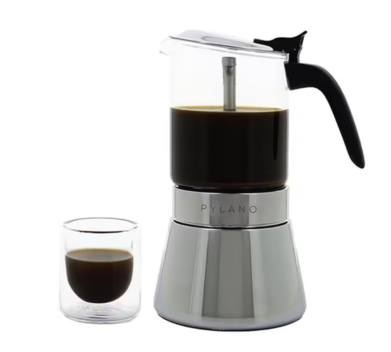 Cafeti&egrave;re italienne PYLANO Kiara inox et verre 9 tasses image number 1
