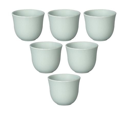 6 Tasses &agrave; caf&eacute; emboss&eacute; 150 ml bleu c&eacute;ladon - LOVERAMICS