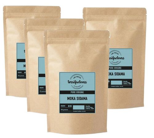 4 x 250 g - Caf&eacute; en grain - &Eacute;thiopie Moka Sidama 100% Arabica - LES PETITS TORR&Eacute;FACTEURS