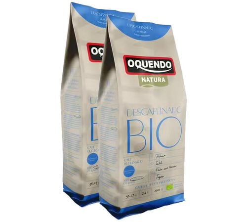 2 x 1 kg - Caf&eacute; en grain - D&eacute;caf&eacute;in&eacute; Bio 100% Arabica - OQUENDO