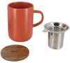 Ogo Living Juliet Stoneware Mug Acacia Lid with Strainer Paprika - 50cl image number 3