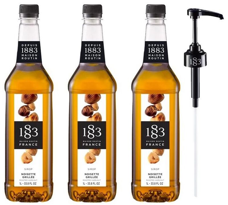 Lot de 3 Noisette Grill&eacute;e - Bouteille plastique - 3x1L + Pompe doseuse -1883 ROUTIN image number 0