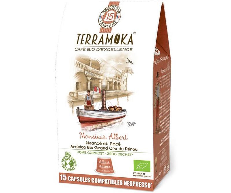 15 Nespresso* Original Compatible Compostable Capsules Mr Albert &ndash; TERRAMOKA image number 0