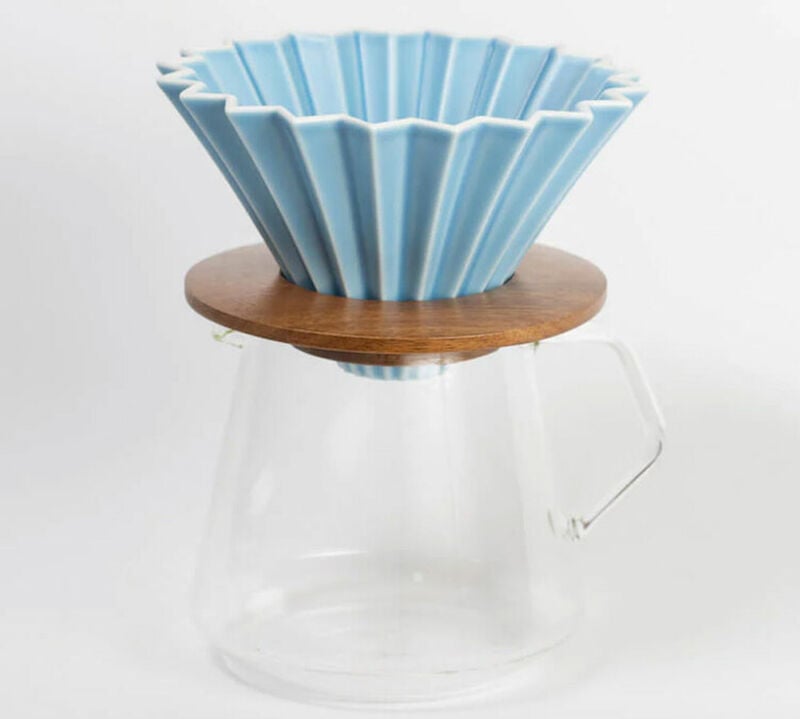Origami Dripper M in Matte Blue + Wooden Holder image number 1
