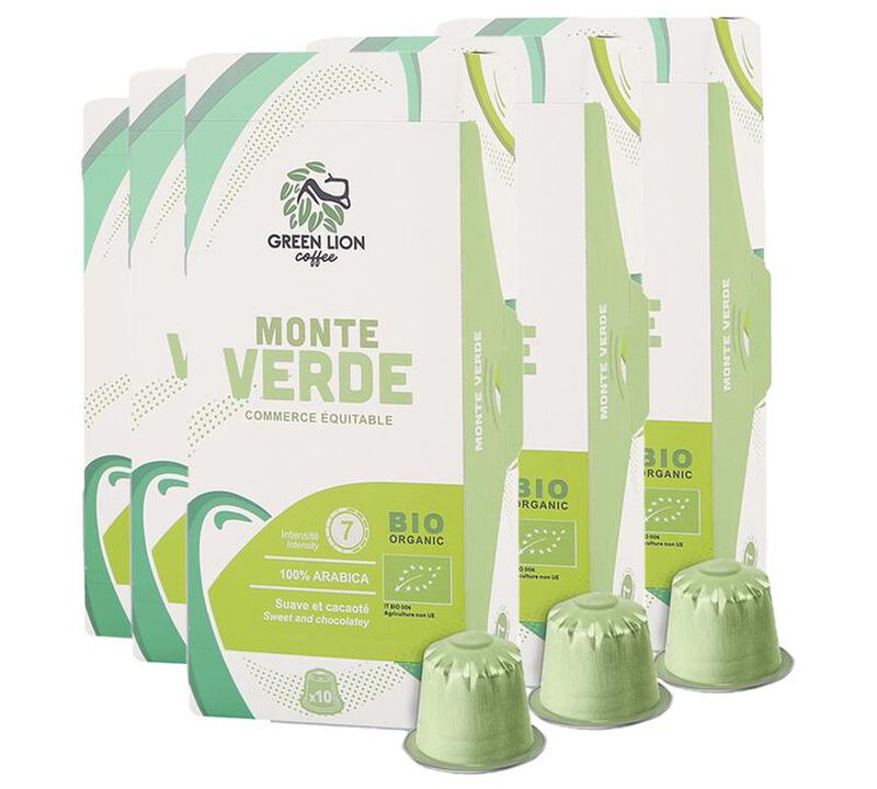 50 capsules compatibles Nespresso* Original Monte Verde bio ( Commerce &Eacute;quitable ) - GREEN LION COFFEE image number 0
