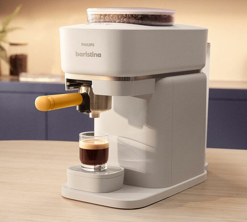Machine expresso broyeur PHILIPS Baristina BAR300/03 blanche porte-filtre jaune image number 4