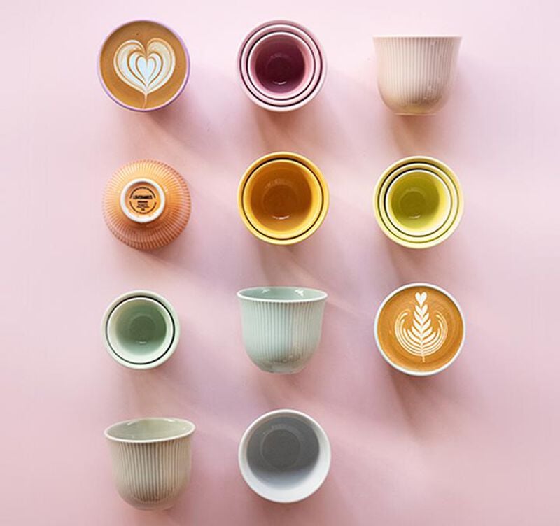 6 Tasses &agrave; caf&eacute; emboss&eacute;es 150 ml orange - LOVERAMICS image number 2