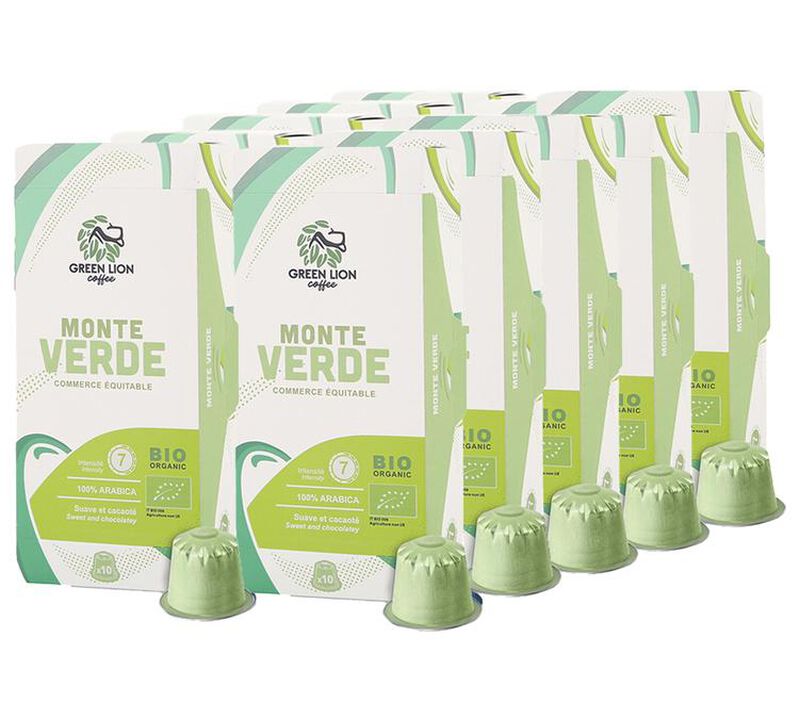 100 capsules compatibles Nespresso* Original Monte Verde bio ( Commerce &Eacute;quitable ) - GREEN LION COFFEE image number 0