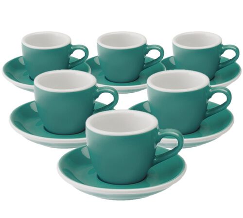 Loveramics - 6 tazzine da caff&egrave; con piattini - Egg Teal 8 cl