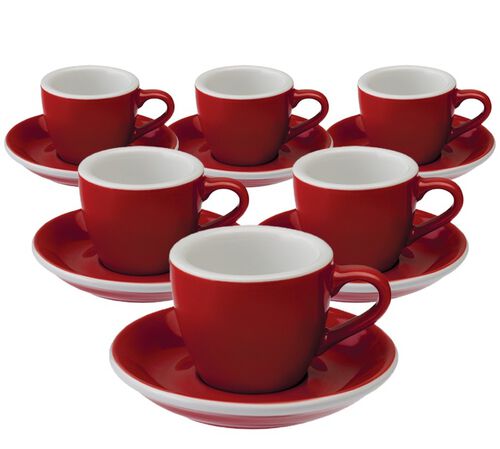 Loveramics - 6 tazzine da caff&egrave; con piattini - Egg Red 8 cl