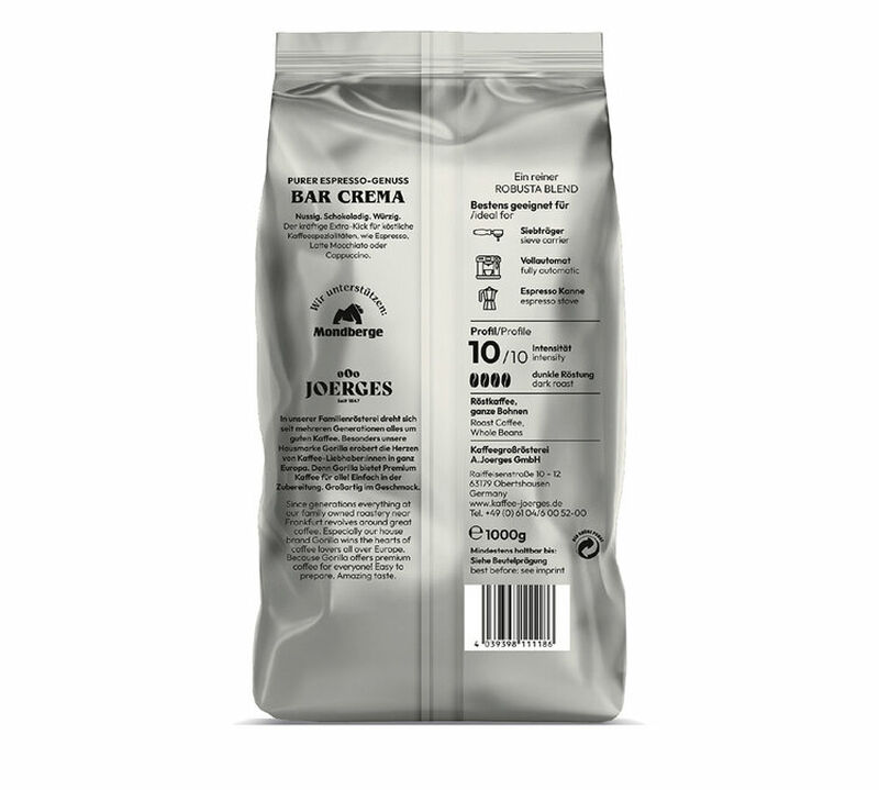 Gorilla Coffee Bar Crema Coffee Beans - 1kg image number 1