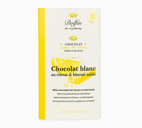 Tablette Chocolat blanc citron et biscuits sabl&eacute;s - 70 g - DOLFIN