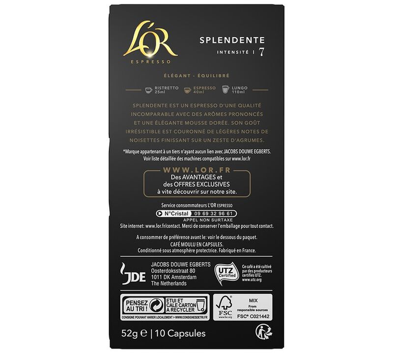 L'Or Espresso Nespresso&reg; Compatible Pods Splendente x 100 image number 1