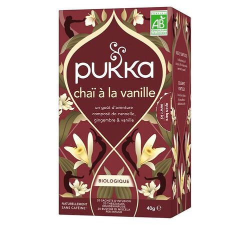 Th&eacute; noir Cha&iuml; Vanille Bio - 20 sachets - PUKKA
