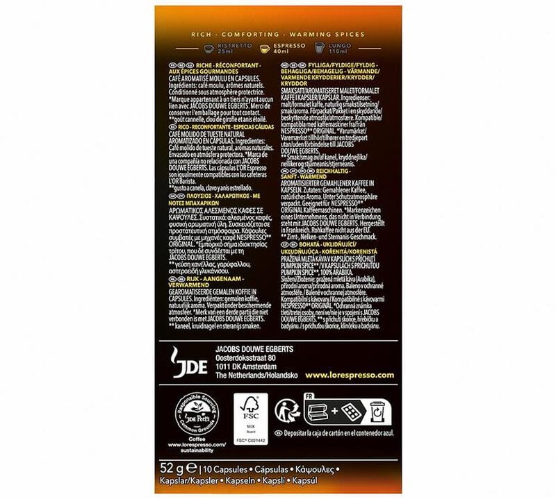 10 Nespresso* compatible capsules Original Pumpkin Spice - L'OR ESPRESSO image number 1