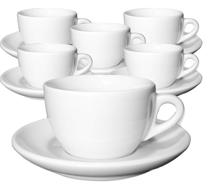 Ancap Set of 6 Porcelain Palermo Cappuccino Competition Cups and Saucers - 15 cl image number 0