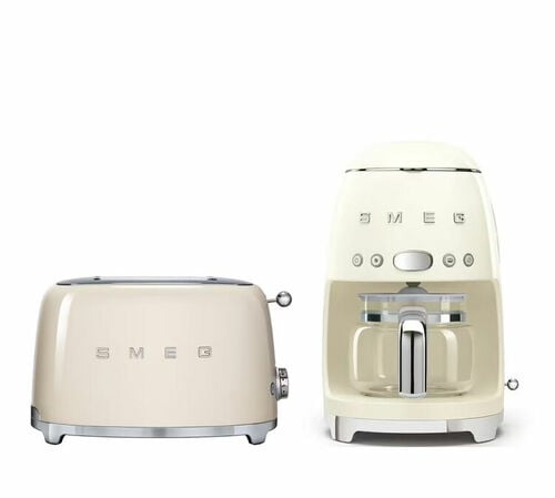 Set Petit-D&eacute;jeuner Grille-Pain TSF01CREU et Cafeti&egrave;re Filtre DCF02CREU Cr&egrave;me - SMEG