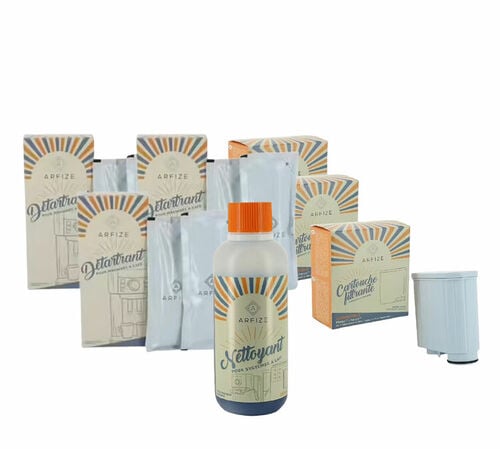 Pack entretien 6 mois : Cartouches filtrantes - D&eacute;tartrants - Nettoyants lait compatibles Philips/Saeco - ARFIZE