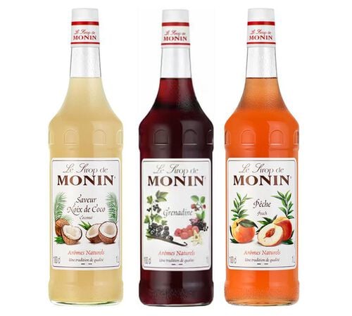 Lot de 3 Sirops Monin P&ecirc;che / Coco / Grenadine 3 x 1 L