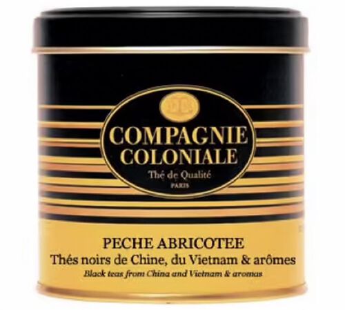 Luxury P&ecirc;che Abricot&eacute;e flavoured Black Tea - 100g loose leaf tea in tin - Compagnie Coloniale