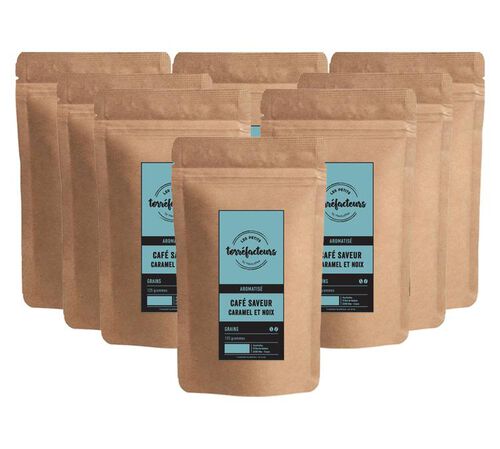 Les Petits Torr&eacute;facteurs - Caramel & Walnut flavoured coffee beans - 1kg (8x125g)