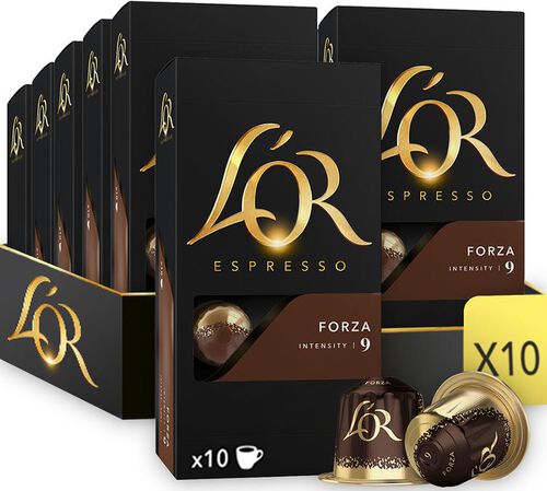 100 Nespresso* Original Compatible Capsules Espresso Forza &ndash; L'OR ESPRESSO
