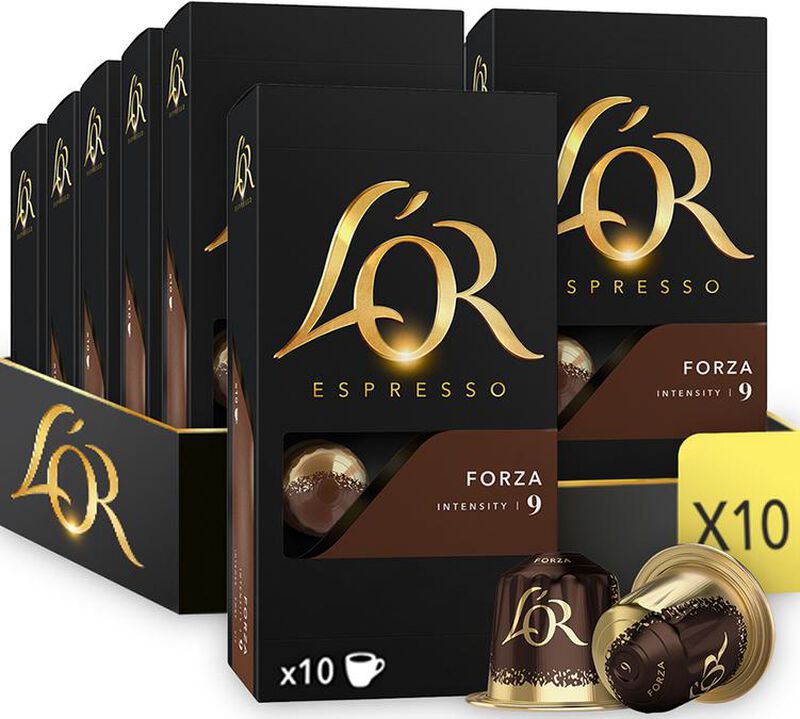 100 Nespresso* Original Compatible Capsules Espresso Forza &ndash; L'OR ESPRESSO image number 0